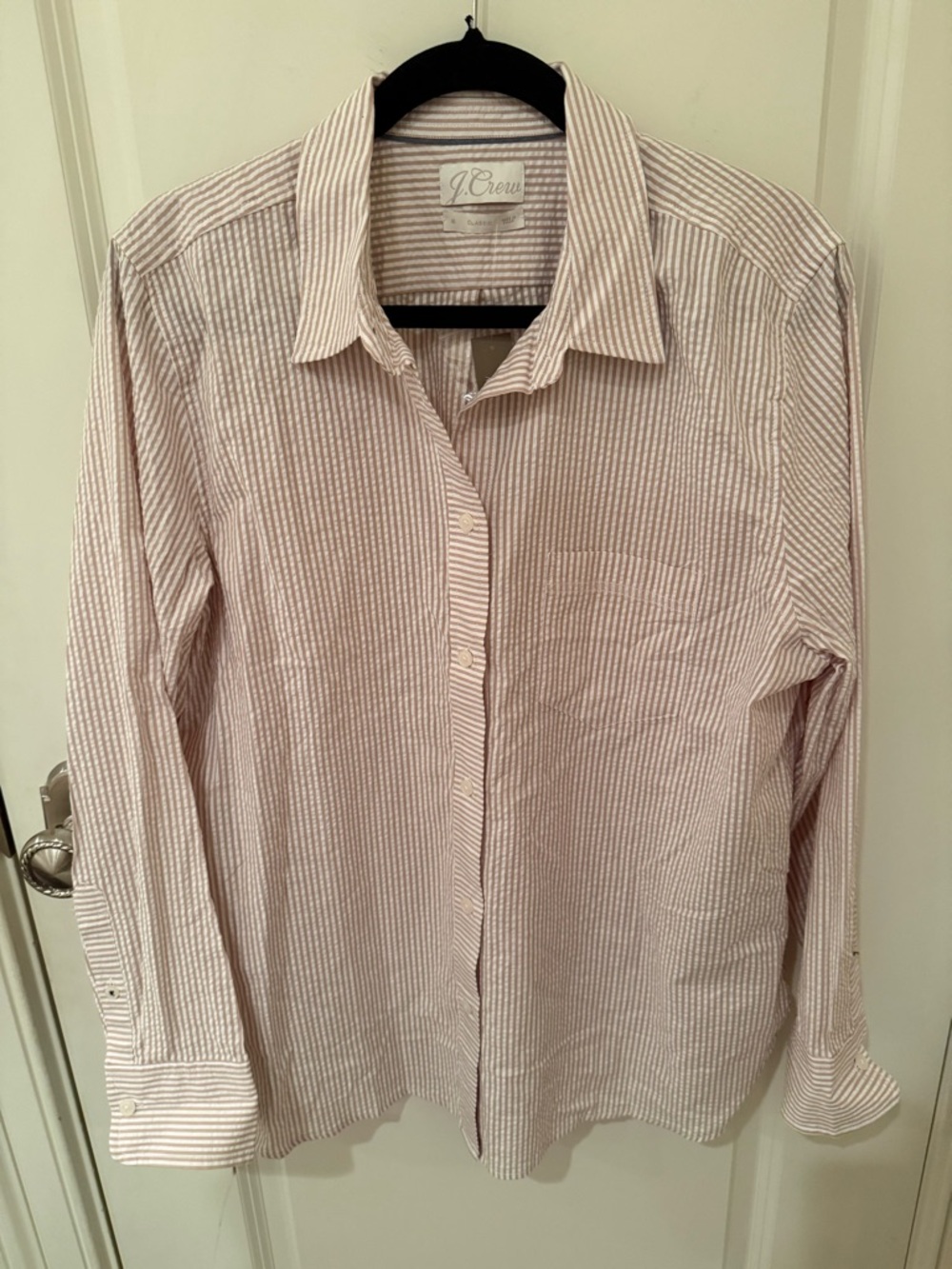 NWT J. Crew Women’s Tan Stripe Button-Up Shirt